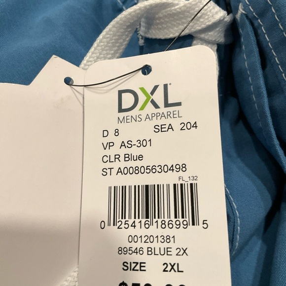 Destination XL DXL Men Swim Trunks Blue 2XL Drawstring Mesh Lining - Picture 3 of 10